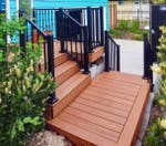 Stairs leading to a yard